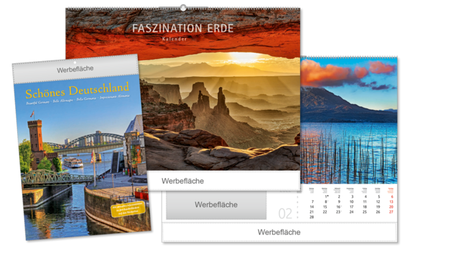 Bildkalender 2023 mit Firmenlogo und Werbung