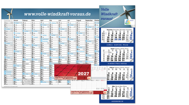 Werbekalender Blue-Line klimaneutral gedruckt