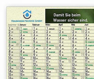 Wandkalender aus Graspapier