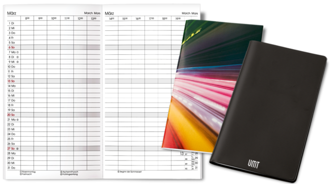 Taschenkalender 2025 mit Werbung