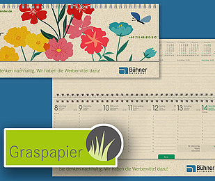 Tischquerkalender aus Graspapier