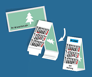 Tischkalender Selfmailer - die Weihnachtskarte, die zum Werbekalender wird