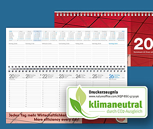 Tischquerkalender klimaneutral gedruckt