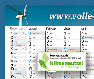 Klimaneutrale Wandplaner und Werbekalender