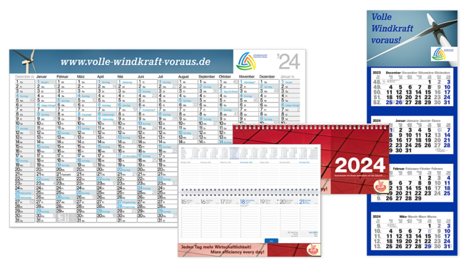 Werbekalender Blue-Line klimaneutral gedruckt