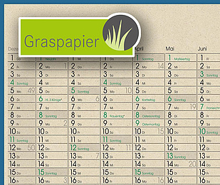 Wandkalender aus Graspapier