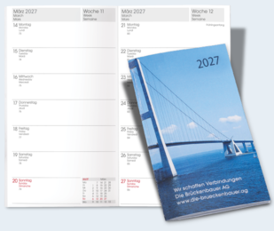 Taschenkalender mit grafischen Farbeinband